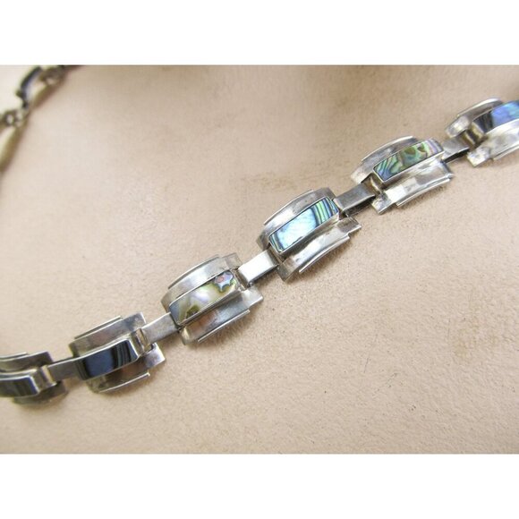 Vintage Mexico Taxco Abalone Sterling Silver 3 piece jewelry suite, necklace - Picture 6 of 8